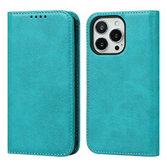 Custodia Portafoglio In Pelle Cover con Supporto L14 per Apple iPhone 13 Pro Cielo Blu