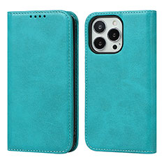 Custodia Portafoglio In Pelle Cover con Supporto L14 per Apple iPhone 14 Pro Cielo Blu