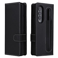 Custodia Portafoglio In Pelle Cover con Supporto L14Z per Samsung Galaxy Z Fold3 5G Nero