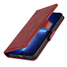 Custodia Portafoglio In Pelle Cover con Supporto L15 per Apple iPhone 14 Rosso