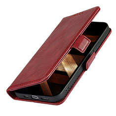 Custodia Portafoglio In Pelle Cover con Supporto L15 per Apple iPhone 15 Rosso