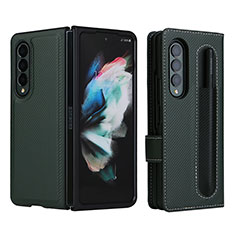 Custodia Portafoglio In Pelle Cover con Supporto L15Z per Samsung Galaxy Z Fold3 5G Verde