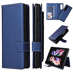 Custodia Portafoglio In Pelle Cover con Supporto L17Z per Samsung Galaxy Z Fold3 5G Blu