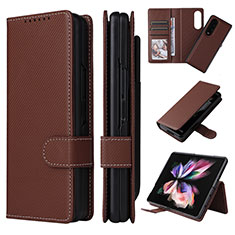 Custodia Portafoglio In Pelle Cover con Supporto L17Z per Samsung Galaxy Z Fold3 5G Marrone