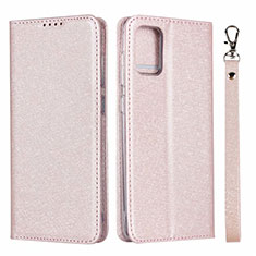 Custodia Portafoglio In Pelle Cover con Supporto L18 per Samsung Galaxy A51 5G Oro Rosa