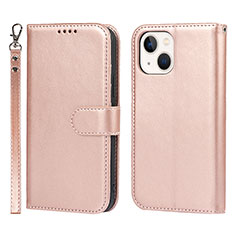 Custodia Portafoglio In Pelle Cover con Supporto L19 per Apple iPhone 13 Mini Oro Rosa