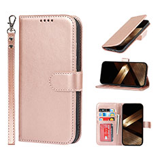 Custodia Portafoglio In Pelle Cover con Supporto L19 per Apple iPhone 14 Pro Max Oro Rosa