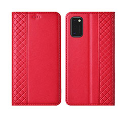 Custodia Portafoglio In Pelle Cover con Supporto L21 per Samsung Galaxy A41 Rosso