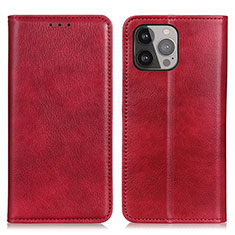 Custodia Portafoglio In Pelle Cover con Supporto L25 per Apple iPhone 14 Pro Rosso