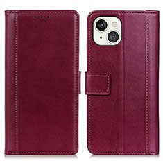 Custodia Portafoglio In Pelle Cover con Supporto L28 per Apple iPhone 13 Mini Rosso