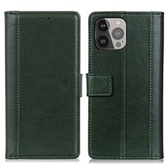 Custodia Portafoglio In Pelle Cover con Supporto L28 per Apple iPhone 14 Pro Verde