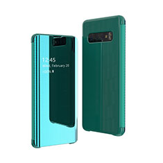 Custodia Portafoglio In Pelle Cover con Supporto Laterale Specchio Cover A01 per Samsung Galaxy S10 Plus Verde