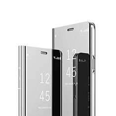 Custodia Portafoglio In Pelle Cover con Supporto Laterale Specchio Cover L01 per Huawei Honor 9X Pro Argento