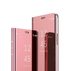 Custodia Portafoglio In Pelle Cover con Supporto Laterale Specchio Cover L01 per Huawei P Smart Z (2019) Oro Rosa