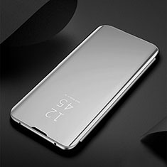 Custodia Portafoglio In Pelle Cover con Supporto Laterale Specchio Cover L01 per OnePlus Nord 2 5G Argento