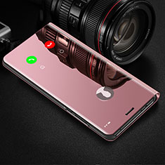 Custodia Portafoglio In Pelle Cover con Supporto Laterale Specchio Cover L01 per Oppo F17 Pro Oro Rosa