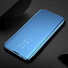 Custodia Portafoglio In Pelle Cover con Supporto Laterale Specchio Cover L01 per Samsung Galaxy A7 (2018) A750 Blu