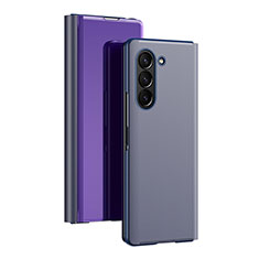 Custodia Portafoglio In Pelle Cover con Supporto Laterale Specchio Cover L01 per Samsung Galaxy Z Fold5 5G Viola