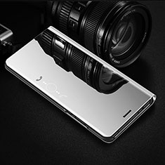 Custodia Portafoglio In Pelle Cover con Supporto Laterale Specchio Cover L01 per Xiaomi POCO C3 Argento