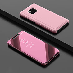 Custodia Portafoglio In Pelle Cover con Supporto Laterale Specchio Cover L02 per Huawei Mate 20 Pro Oro Rosa