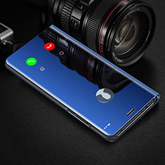 Custodia Portafoglio In Pelle Cover con Supporto Laterale Specchio Cover L02 per Huawei P Smart Pro (2019) Blu