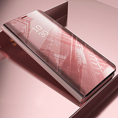 Custodia Portafoglio In Pelle Cover con Supporto Laterale Specchio Cover L03 per Samsung Galaxy A21 European Oro Rosa