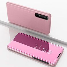 Custodia Portafoglio In Pelle Cover con Supporto Laterale Specchio Cover L03 per Sony Xperia 1 II Oro Rosa