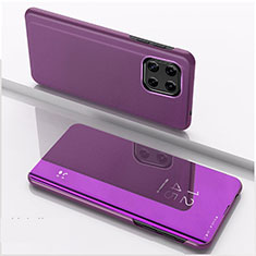 Custodia Portafoglio In Pelle Cover con Supporto Laterale Specchio Cover L04 per Samsung Galaxy A22 5G Viola