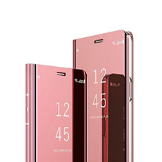 Custodia Portafoglio In Pelle Cover con Supporto Laterale Specchio Cover M01 per Huawei P Smart+ Plus (2019) Oro Rosa