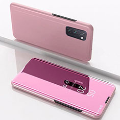 Custodia Portafoglio In Pelle Cover con Supporto Laterale Specchio Cover M02 per Huawei Honor View 30 5G Oro Rosa