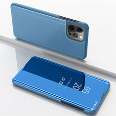 Custodia Portafoglio In Pelle Cover con Supporto Laterale Specchio Cover per Apple iPhone 14 Pro Max Blu