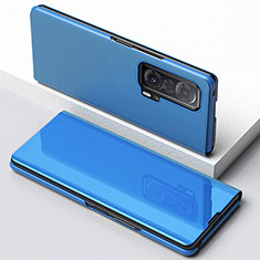 Custodia Portafoglio In Pelle Cover con Supporto Laterale Specchio Cover per Huawei Honor Magic V 5G Blu