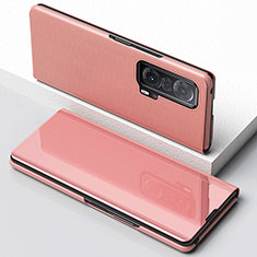 Custodia Portafoglio In Pelle Cover con Supporto Laterale Specchio Cover per Huawei Honor Magic V 5G Oro Rosa