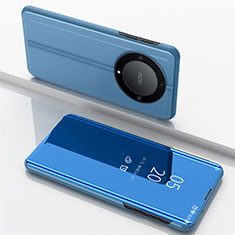 Custodia Portafoglio In Pelle Cover con Supporto Laterale Specchio Cover per Huawei Honor Magic6 Lite 5G Blu