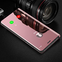 Custodia Portafoglio In Pelle Cover con Supporto Laterale Specchio Cover per Huawei Honor V30 5G Oro Rosa