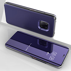 Custodia Portafoglio In Pelle Cover con Supporto Laterale Specchio Cover per Huawei Mate 20 Pro Viola