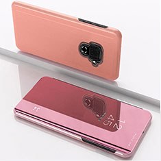 Custodia Portafoglio In Pelle Cover con Supporto Laterale Specchio Cover per Huawei Mate 30 Lite Oro Rosa