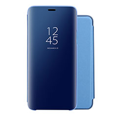 Custodia Portafoglio In Pelle Cover con Supporto Laterale Specchio Cover per Huawei Nova 5 Pro Blu