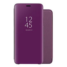 Custodia Portafoglio In Pelle Cover con Supporto Laterale Specchio Cover per Huawei Nova 5 Viola