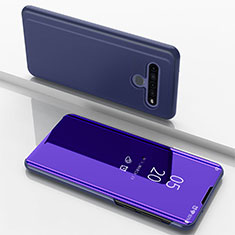 Custodia Portafoglio In Pelle Cover con Supporto Laterale Specchio Cover per LG K61 Viola