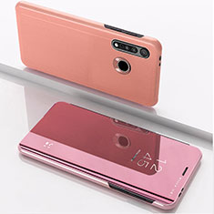 Custodia Portafoglio In Pelle Cover con Supporto Laterale Specchio Cover per Motorola Moto G8 Plus Oro Rosa