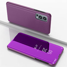 Custodia Portafoglio In Pelle Cover con Supporto Laterale Specchio Cover per OnePlus Nord 2 5G Viola