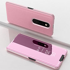 Custodia Portafoglio In Pelle Cover con Supporto Laterale Specchio Cover per Oppo A9 Oro Rosa