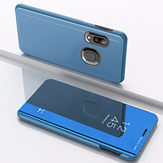 Custodia Portafoglio In Pelle Cover con Supporto Laterale Specchio Cover per Samsung Galaxy A10s Blu
