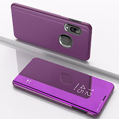 Custodia Portafoglio In Pelle Cover con Supporto Laterale Specchio Cover per Samsung Galaxy A10s Viola