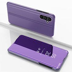 Custodia Portafoglio In Pelle Cover con Supporto Laterale Specchio Cover per Samsung Galaxy A14 4G Lavanda