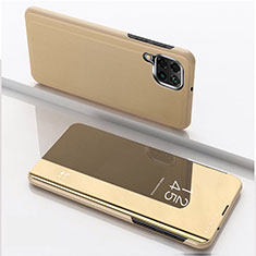 Custodia Portafoglio In Pelle Cover con Supporto Laterale Specchio Cover per Samsung Galaxy A22 4G Oro
