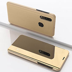 Custodia Portafoglio In Pelle Cover con Supporto Laterale Specchio Cover per Samsung Galaxy A30 Oro