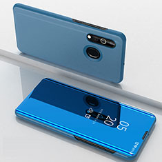 Custodia Portafoglio In Pelle Cover con Supporto Laterale Specchio Cover per Samsung Galaxy A60 Blu