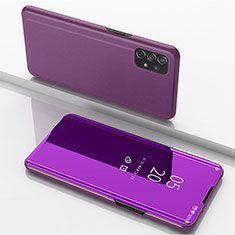 Custodia Portafoglio In Pelle Cover con Supporto Laterale Specchio Cover per Samsung Galaxy A72 5G Lavanda